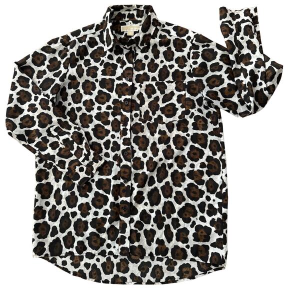 Michael Kors button down blouse navy green animal print bundle of two size small - Picture 4 of 12